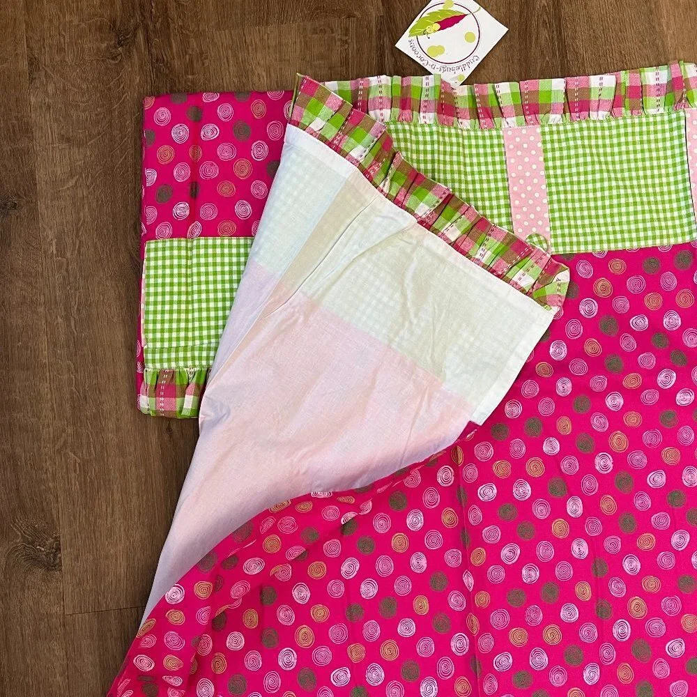 NEW Girls Pink Green Curtains 2 panels Sz 48